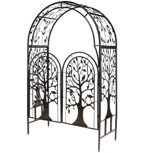 Plow & Hearth Metal Tree of Life Arched Garden Arbor with Gate - 1 of 1
