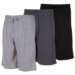 3 Pack Mens Jersey Shorts with Pockets and Drawstring – Soft Men's Lounge Shorts for The House, Sleep PJ, Pajamas – Up to 3XL - 1 of 4