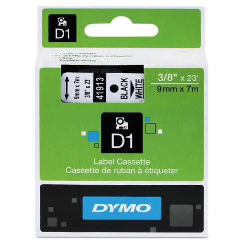 DYMO D1 High-Performance Polyester Removable Label Tape 3/8 x 23 ft Black  on White 41913