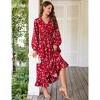 Women's Bohemian Floral Print Maxi Dress - V-Neck Long Sleeve Wedding Guest Gown, Flowy Beach Dress - 4 of 4