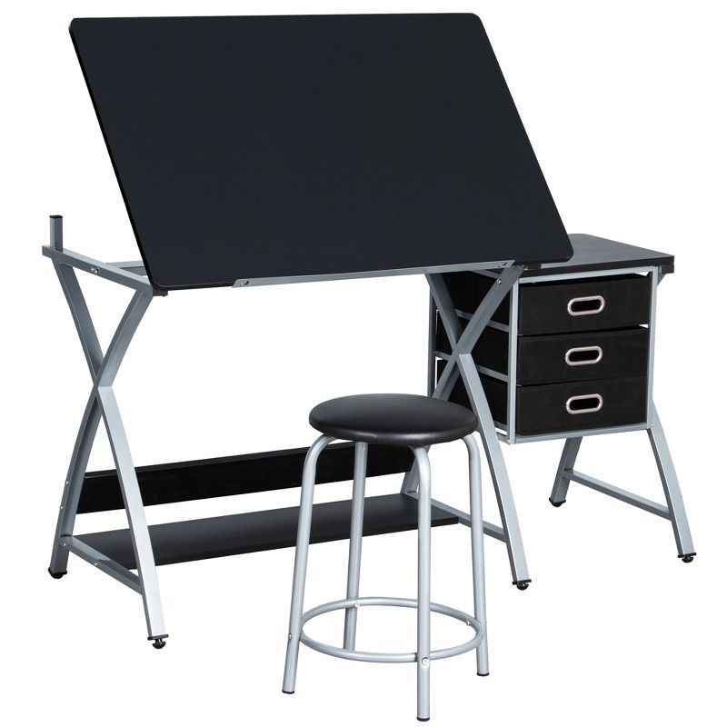 Yaheetech Adjustable Drafting Table Drawing Station Black, 1 of 11