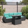 vidaXL 5 Piece Patio Sofa Set with Cushions Black Poly Rattan Acacia - 2 of 4