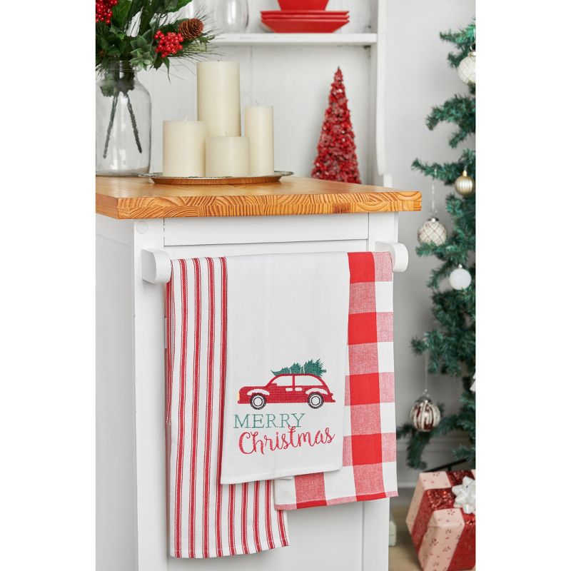 C&F Home Holiday "Merry Christmas" Sentiment Featuring Red Car with Tree Cotton Flour Sack  Kitchen Towel 27L x 18W in., 2 of 4