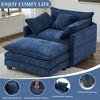 Busaurus Oversized Chenille Indoor Chaise Lounge Chair with Ottoman - 3 of 4