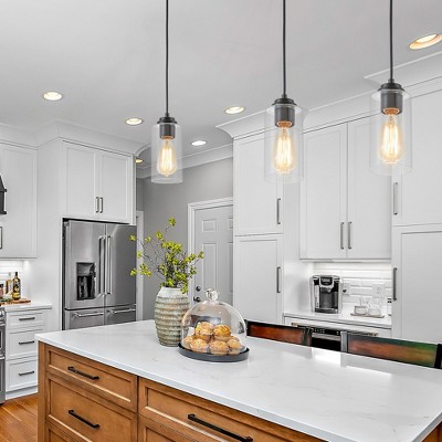 Black and Nickel Mini Pendant Light with Clear Glass Shade