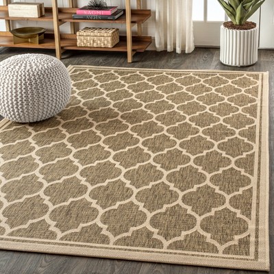 Trellis Textured Weave Indoor/Outdoor Brown/Beige 8' x 10' Rug