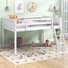 Okak Twin Size Solid Wood Bunk Bed Low Loft Bunk Bed with Convertible Ladder Left/Right & Safety Guardrail for Kids Teens, Easy Assemble, White - 4 of 4