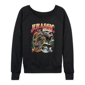 Women's - Jurassic World: Rebirth - Bootleg Lightweight French Terry Wide Neck Long Sleeve Shirt - 1 of 4