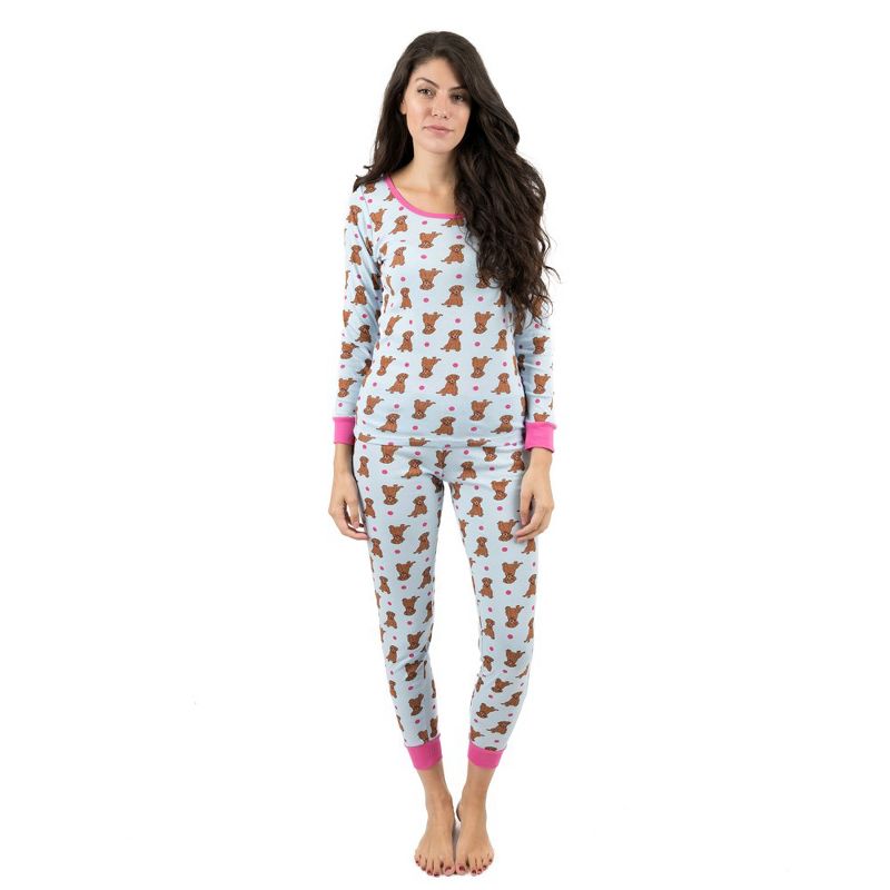 Leveret Womens Two Piece Cotton Pajamas, 1 of 4