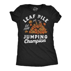 Womens Funny T Shirts Leaf Pile Jumping Champion Sarcastic Fall Graphic Novelty Tee Fo Ladies - Crazy Dog Women's T Shirt For Halloween Season XXL - 1 of 4