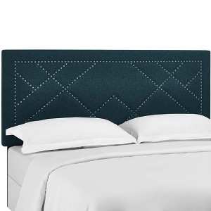 Modway Reese Nailhead Full / Queen Upholstered Linen Fabric Headboard -  Three Mounting Position Heights  - Fabric+20kg/m3 density foam, Frame is MDF - 1 of 4