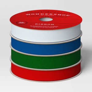 4 pk Christmas Velvet Ribbon Gift Packaging Accessories Red/Green/Blue/White - Wondershop™ - 1 of 3