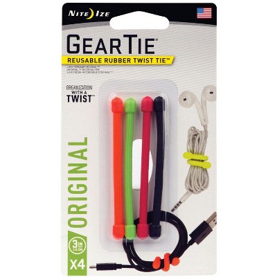 Nite Ize Gear Tie 3 In. L Assorted Twist Ties 4 Pk : Target