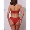 INSPIRE CHIC Women's Bandeau Drawstring Side Tie Ribbed Bikini Sets, Strapless Top Triangle Bottom Swimwear Bathing Suits 1 Set - 3 of 4