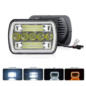 Motorcycle Led Headlight 5 x 7inch / 6 x 7inch Square Headlamp 400w 40000lm Ip67 Waterproof Modified Parts - 1 of 4