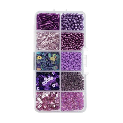John Bead Sequins and Beads Kit Purple Mix Beads