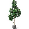 Fiddle Leaf Fig Tree Artificial with 48 Leaves - Realistic Faux Ficus Lyrata Trees in 7.8" Grey Planter Pot - 2 of 4