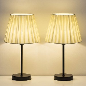 Oumilen Contemporary Black Bedside Metal Table Lamp, Set of 2 - 1 of 1