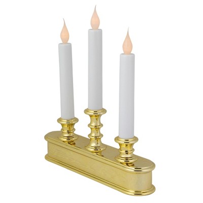 Elegant Gold Base LED Candolier, 10" Frosted Christmas Candle Display