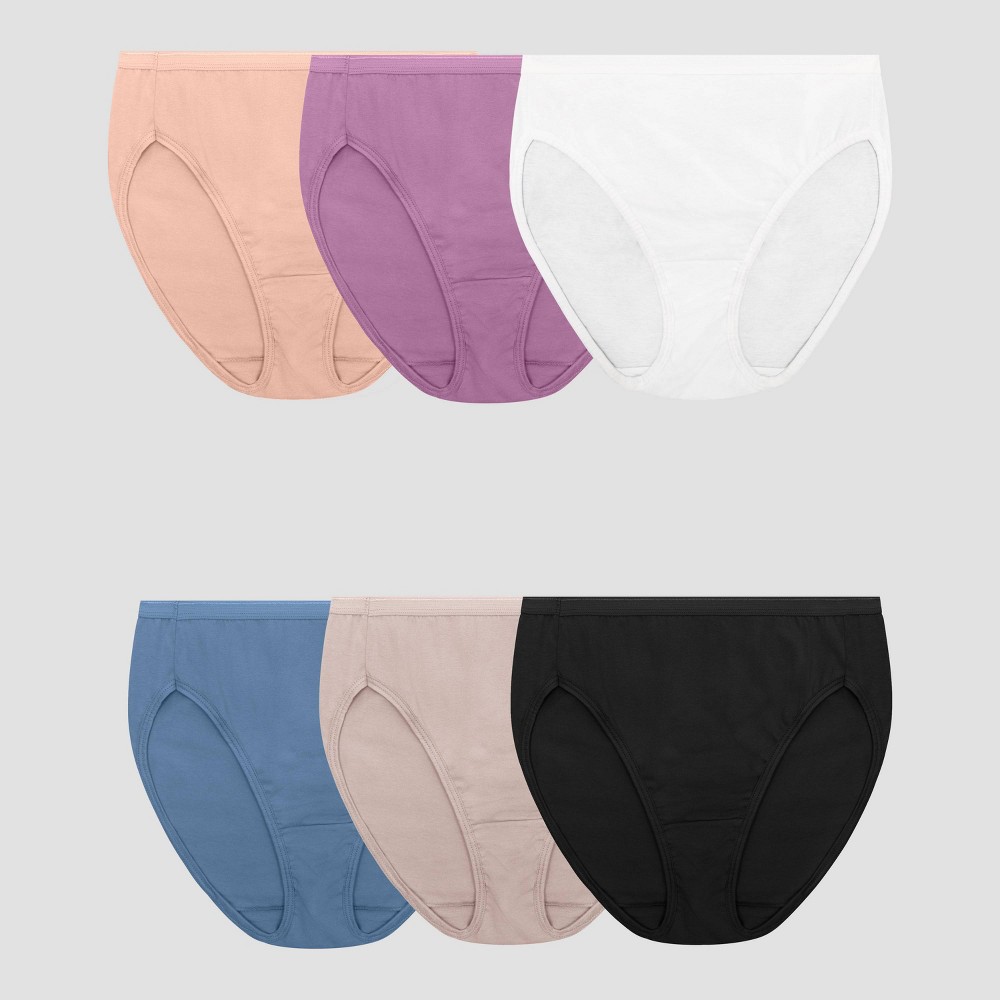 Fruit of the Loom Women's 6pk Hi-Cut Underwear - Colors May Vary 7: Cotton Knit, Tagless, Breathable, Moisture Wicking, Solid & Stripes