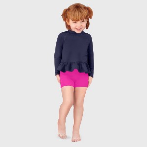 City Threads USA-Made Swim Peplum UPF 50+ Long Sleeve Girls Rashguard Tee - 1 of 4