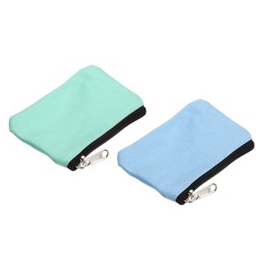 Unique Bargains Canvas Portable Change Coin Purse Pouch with Zipper 2 Pcs - 1 of 4