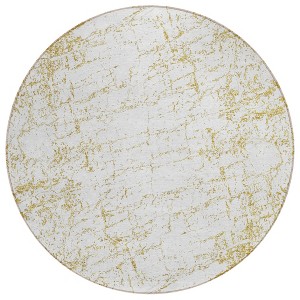 Gold And Ivory Abstract Washable Indoor Outdoor Area Rug - 1 of 4