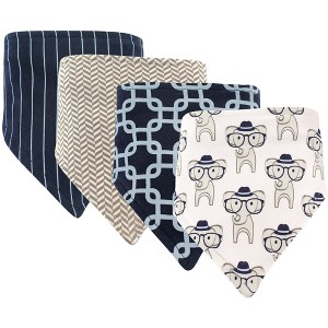 Hudson Baby Infant Boy Cotton Bandana Bibs 4pk, Smart Elephant, One Size - 1 of 1