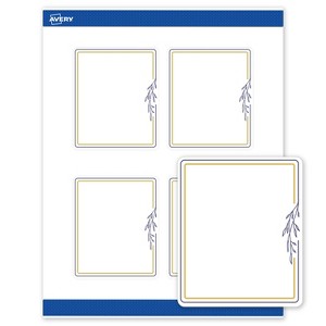 Avery 4" x 3-1/3" Labels, Gold & Navy Border with Florals, 40 ct - 1 of 4