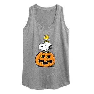 Women's - Peanuts - Snoopy Woodstock Pumpkin Graphic Racerback Tank - 1 of 4