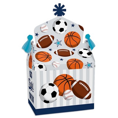 Big Dot of Happiness Go, Fight, Win - Sports - Treat Box Party Favors - Baby Shower or Birthday Party Goodie Gable Boxes - Set of 12