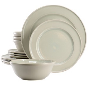 Gibson Portillo 12 Piece Round Stoneware Dinnerware Set in Sharkey Grey - 1 of 4