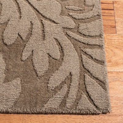 Handmade Gray Floral Wool Runner Rug, 2'3" x 8'