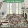 Area Rug 5x7 – Washable Ultra-Thin Low Pile Vintage Oriental Distressed Foldable Non-Slip Rug for Bedroom, Living Room & Home Office, Red - 3 of 4