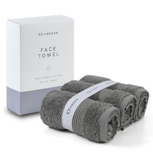 Lincove 100% Cotton Luxury Face Towels for Bathroom - Highly Absorbent & Eco Friendly - 12"x19.5" - 1 of 4