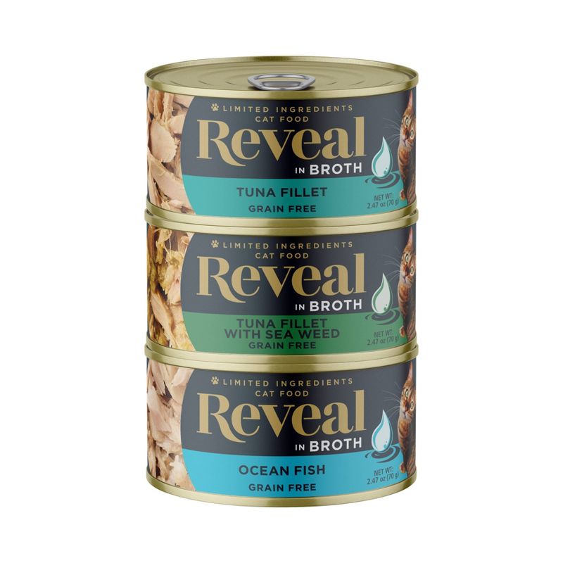 Reveal Pet Food Limited Ingredient Canned Variety of Fish &#38; Tuna Flavors in Broth Grain Free Wet Cat Food - 2.47oz/12ct, 3 of 7