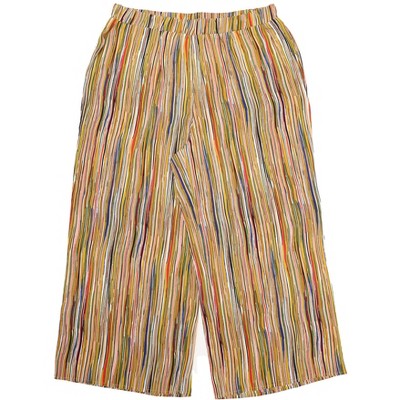 Agnes Orinda Women's Plus Size Boho Palazzo Elastic Waist Stripe Wide Leg Lounge Pants with Pocket
