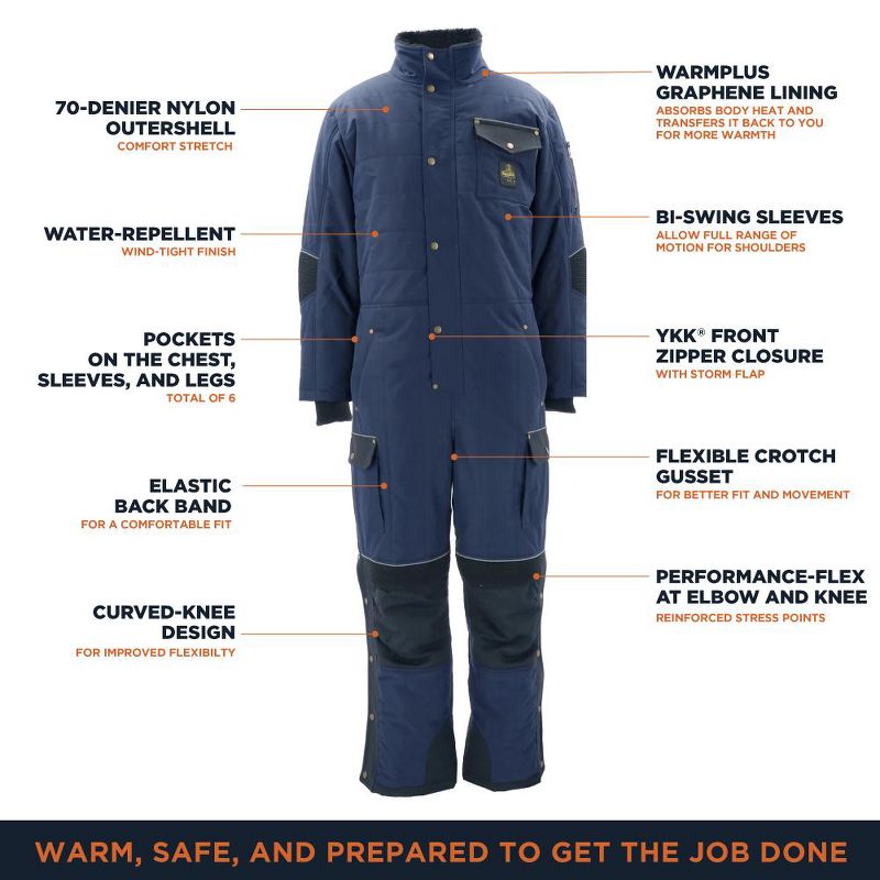 RefrigiWear Men’s 54 Gold Insulated Coveralls, 4 of 9