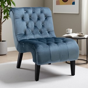 Velvet Armless Accent Chair with Button Tufted Upholstery - 1 of 4