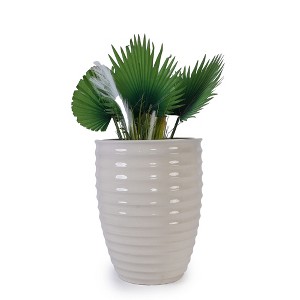 AZL1 Life Concept Planters Modern Ceramic Flowerpot with Drainage for Indoor and Outdoor Planting, White, 16.54"*16.54"*21.26" - 1 of 4