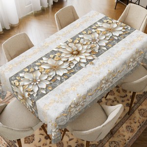 LOVEVOOK Washable Round Flower Tablecloth, Rectangle Floral Table Cover for Party Picnic Dinner Christmas Decor Indoor and Outdoor - 1 of 4