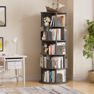 Aheaplus 4-tier/ 5-tier Bookshelf for Home Office, 360 Rotating,  Corner Bookcase