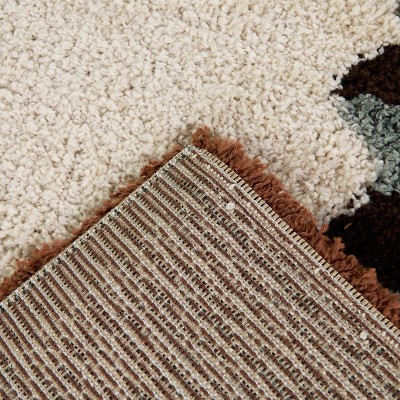 Large Rectangular Red and Brown Stain-Resistant Kids' Rug