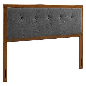 Modway Draper Tufted King Fabric and Wood Headboard in Walnut Charcoal