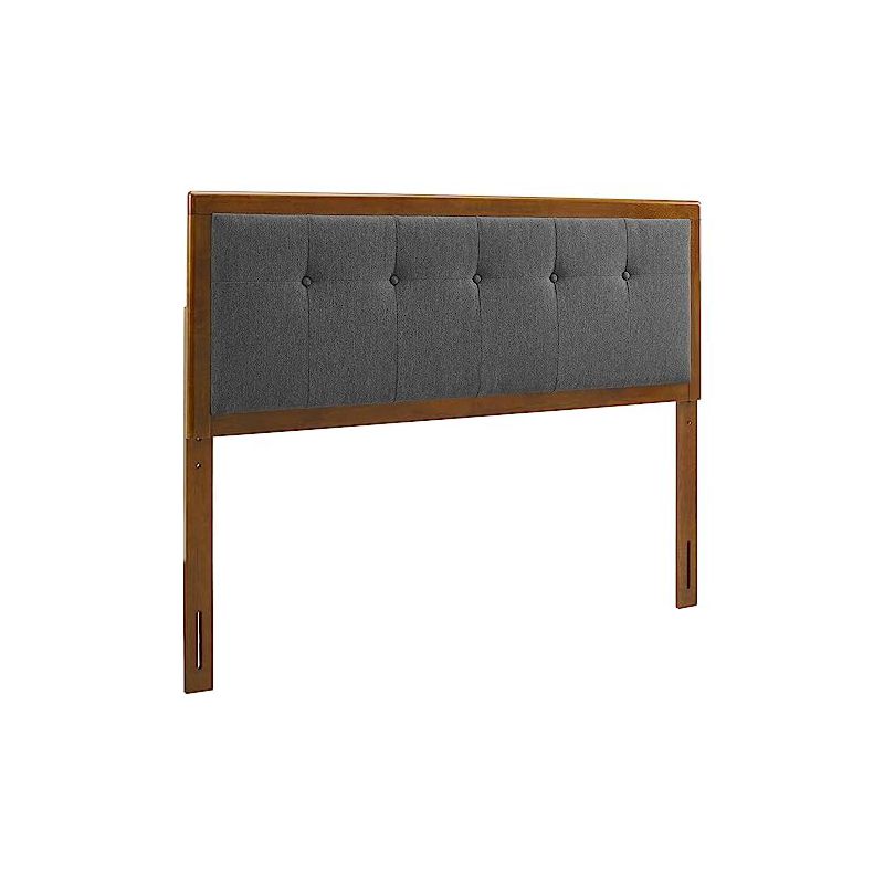 Modway Draper Tufted King Fabric and Wood Headboard in Walnut Charcoal, 1 of 2