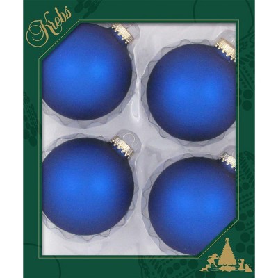 Christmas by Krebs 4ct Royal Blue Matte Glass Christmas Ball Ornaments 3.25" (80mm)