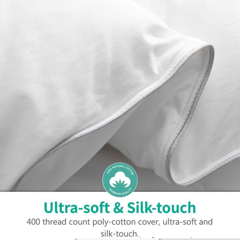 APSMILE Luxurious Feathers Down Full Queen Duvet Insert Comforter with Baffle Box Design and Corner Tabs for Home Bedding, White, 2 of 7