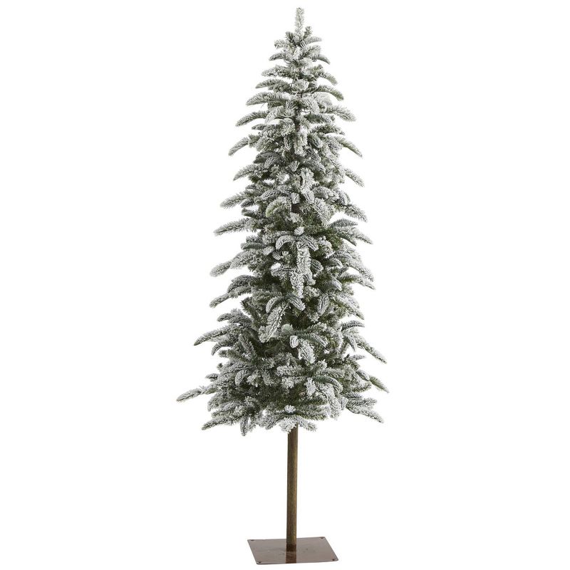 6.5ft Nearly Natural Pre-Lift LED Flocked Washington Alpine Artificial Christmas Tree White Warm Lights, 4 of 13