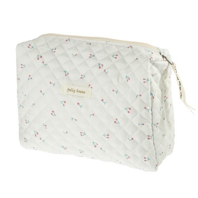 Playful Spring flowers - white - Makeup Bag – Nifty Ducks Co.