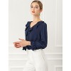 INSPIRE CHIC Women's Office Work Ruffle V Neck Long Sleeve Chiffon Peasant Blouse - 2 of 4